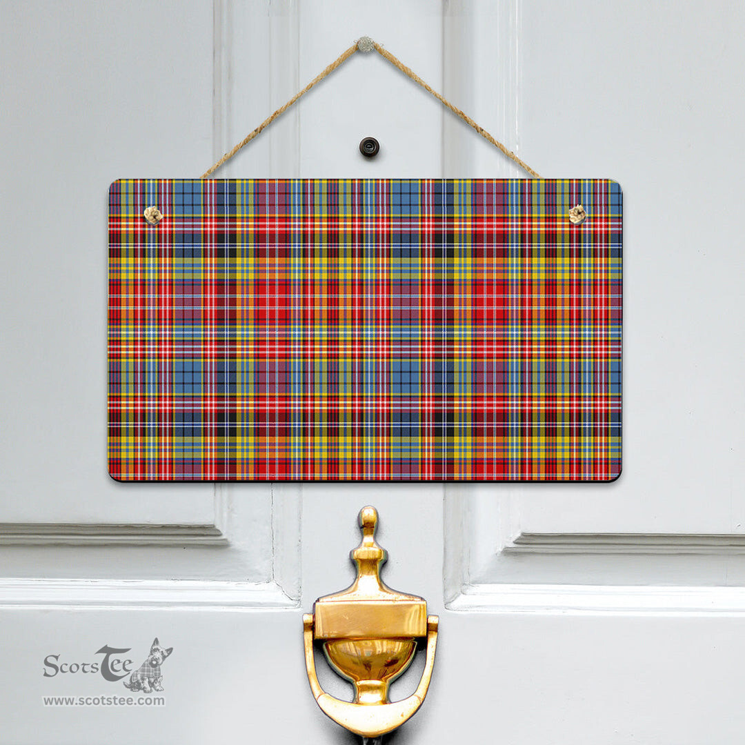 Scottish Drummond of Strathallan Clan Tartan Door Sign - Classic Scottish Plaid Tartan Plaid