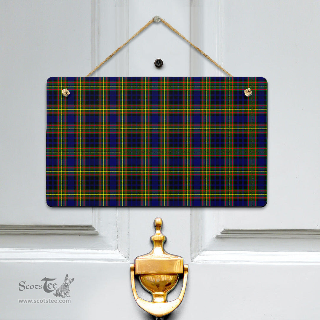 Scottish Clelland Modern Clan Tartan Door Sign - Classic Scottish Plaid Tartan Plaid