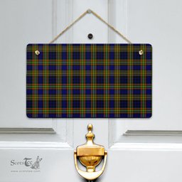 Scottish Clelland Modern Clan Tartan Door Sign - Classic Scottish Plaid Tartan Plaid
