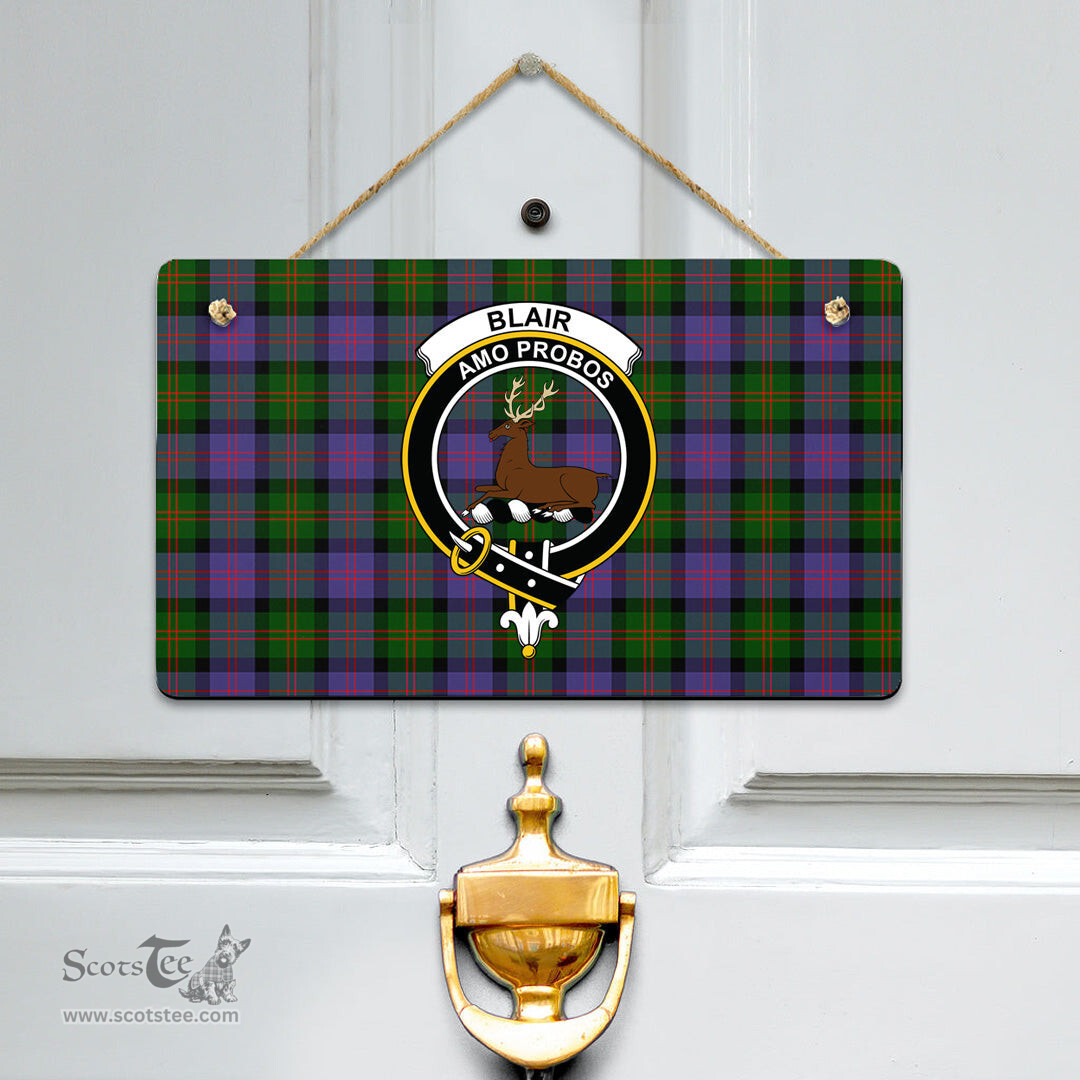 Scottish Blair Modern Clan Tartan Door Sign - Crest Classic Scottish Plaid Tartan Plaid