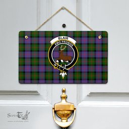 Scottish Blair Modern Clan Tartan Door Sign - Crest Classic Scottish Plaid Tartan Plaid