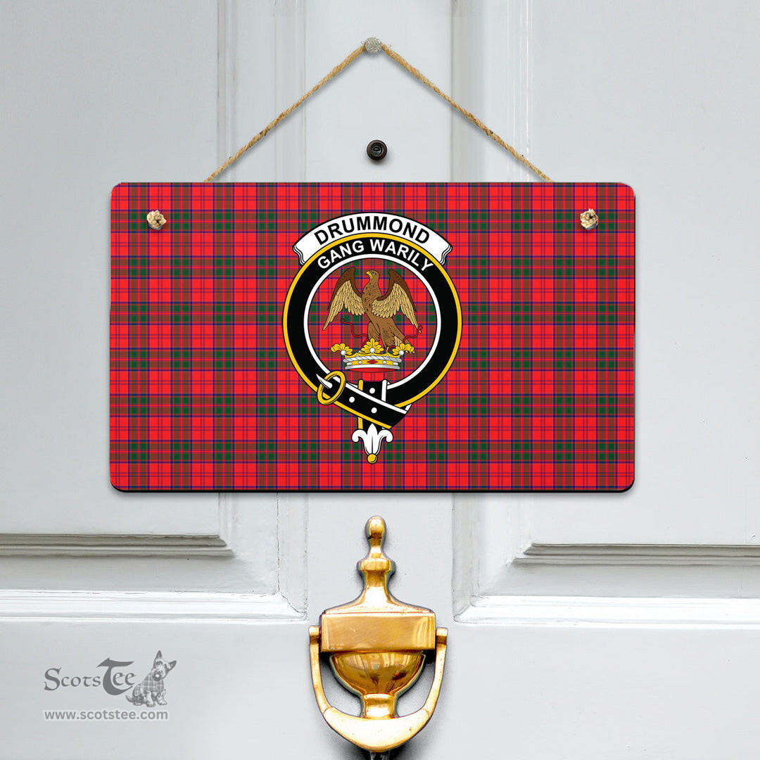 Scottish Drummond Modern Clan Tartan Door Sign - Crest Classic Scottish Plaid Tartan Plaid