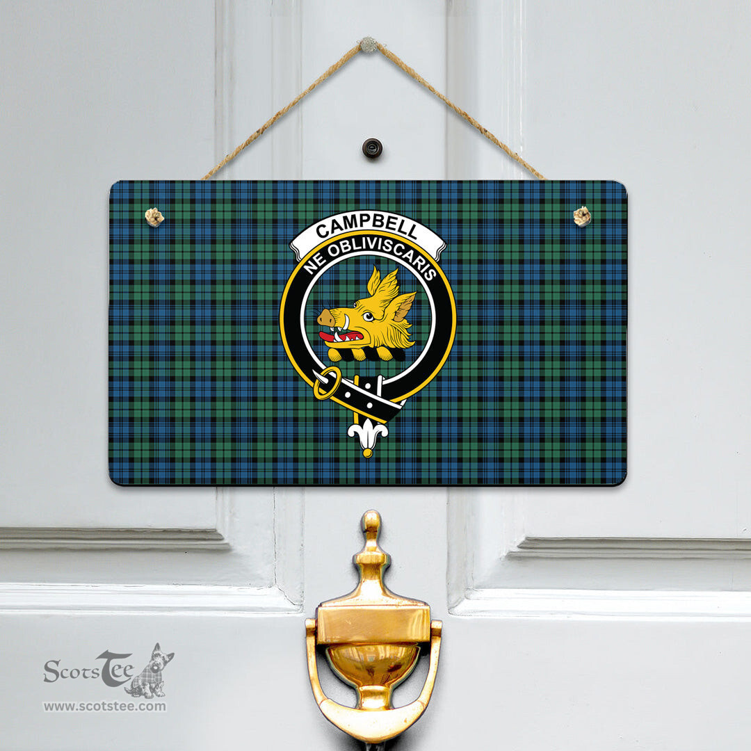 Scottish Campbell Ancient 02 Clan Tartan Door Sign - Crest Classic Scottish Plaid Tartan Plaid