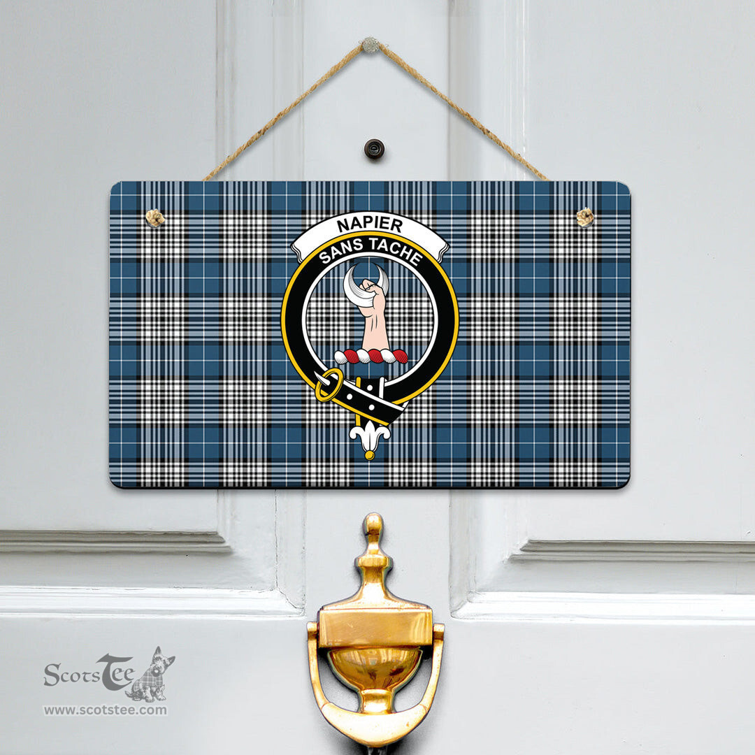 Scottish Napier Modern Clan Tartan Door Sign - Crest Classic Scottish Plaid Tartan Plaid