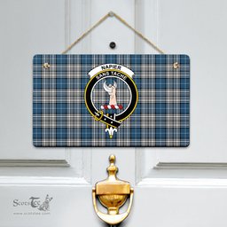 Scottish Napier Modern Clan Tartan Door Sign - Crest Classic Scottish Plaid Tartan Plaid