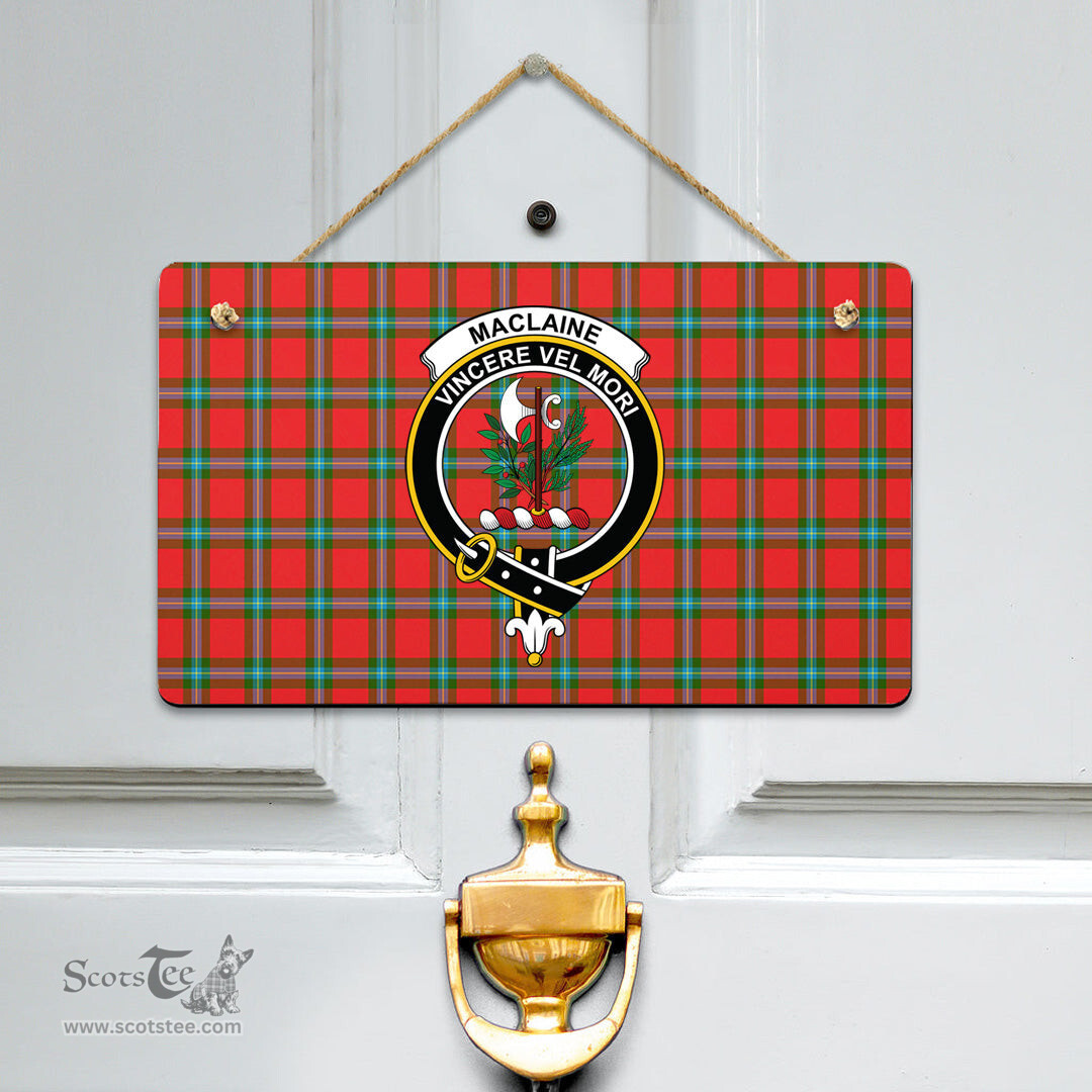 Scottish MacLaine of Loch Buie Clan Tartan Door Sign - Crest Classic Scottish Plaid Tartan Plaid