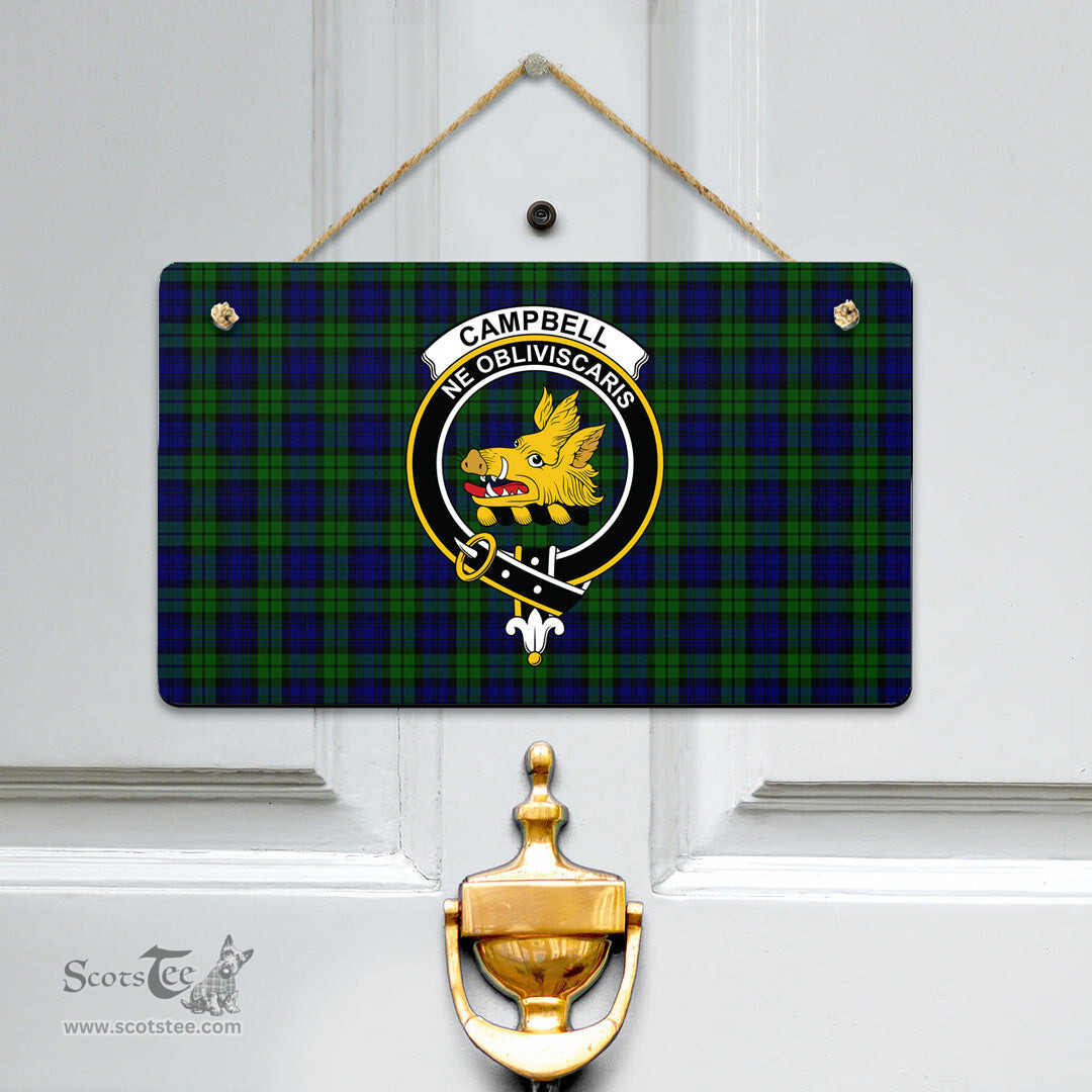 Scottish Campbell Modern Clan Tartan Door Sign - Crest Classic Scottish Plaid Tartan Plaid