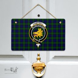 Scottish Campbell Modern Clan Tartan Door Sign - Crest Classic Scottish Plaid Tartan Plaid