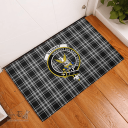 Scottish Stewart Black and White Clan Tartan Rubber Door Mat - Classic Scottish Plaid Tartan Plaid