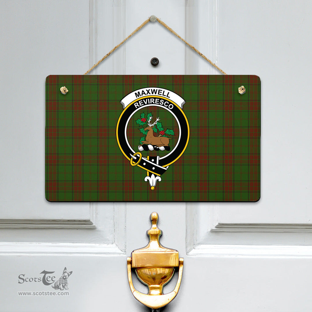Scottish Maxwell Hunting Clan Tartan Door Sign - Crest Classic Scottish Plaid Tartan Plaid