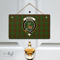 Scottish Maxwell Hunting Clan Tartan Door Sign - Crest Classic Scottish Plaid Tartan Plaid