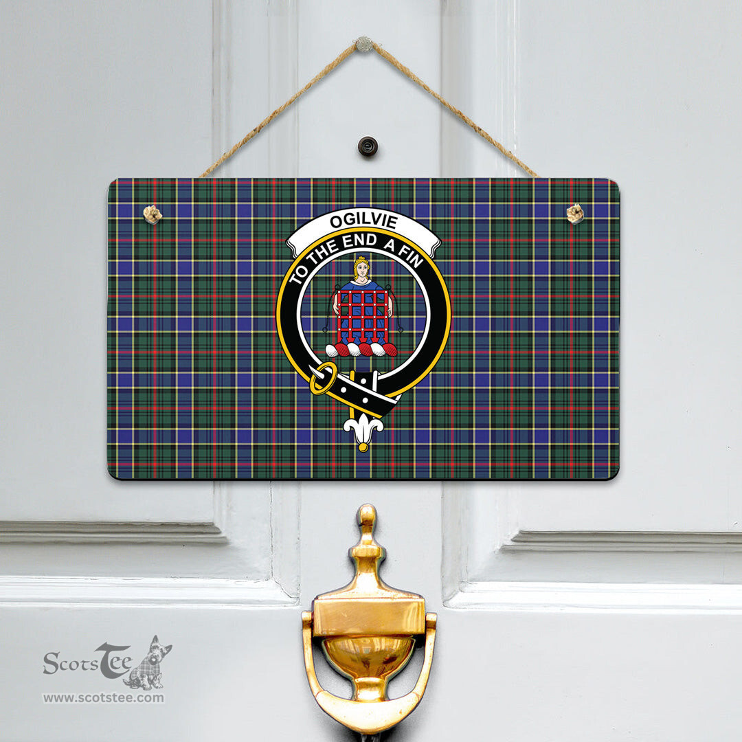 Scottish Ogilvie Hunting Modern Clan Tartan Door Sign - Crest Classic Scottish Plaid Tartan Plaid