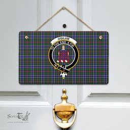 Scottish Ogilvie Hunting Modern Clan Tartan Door Sign - Crest Classic Scottish Plaid Tartan Plaid