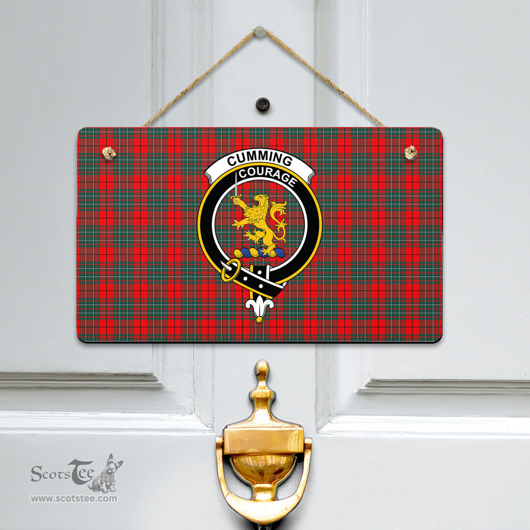 Scottish Cumming Modern Clan Tartan Door Sign - Crest Classic Scottish Plaid Tartan Plaid