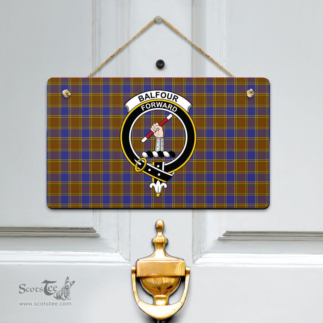 Scottish Balfour Modern Clan Tartan Door Sign - Crest Classic Scottish Plaid Tartan Plaid