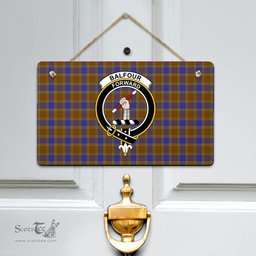 Scottish Balfour Modern Clan Tartan Door Sign - Crest Classic Scottish Plaid Tartan Plaid