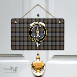 Scottish MacKay Weathered Clan Tartan Door Sign - Crest Classic Scottish Plaid Tartan Plaid