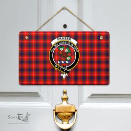 Scottish Fraser Modern Clan Tartan Door Sign - Crest Classic Scottish Plaid Tartan Plaid