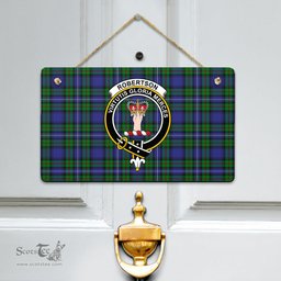 Scottish Robertson Hunting Modern Clan Tartan Door Sign - Crest Classic Scottish Plaid Tartan Plaid