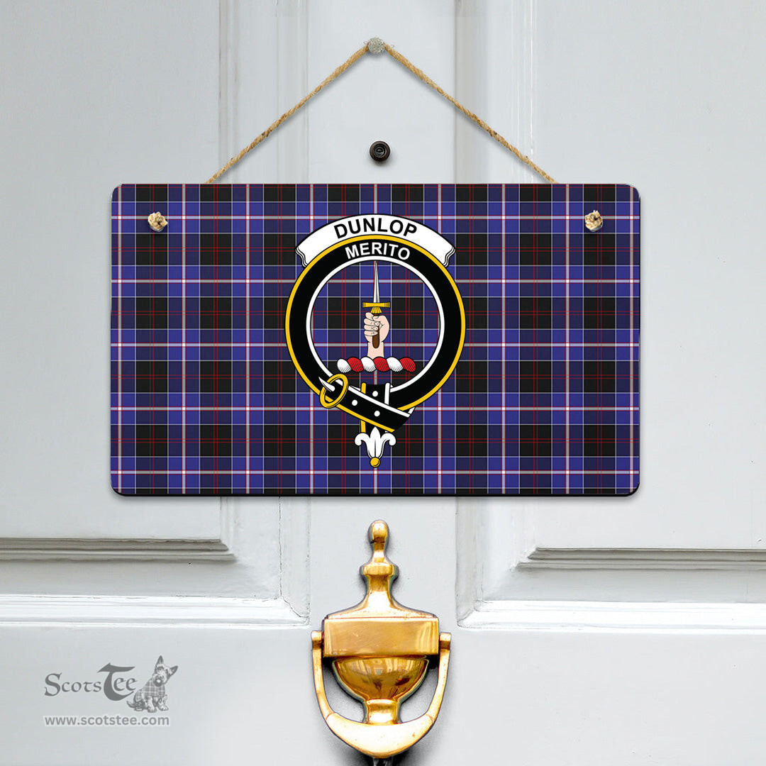 Scottish Dunlop Modern Clan Tartan Door Sign - Crest Classic Scottish Plaid Tartan Plaid