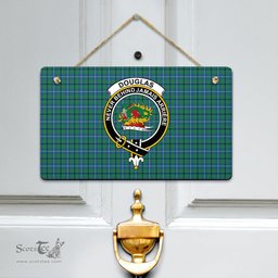 Scottish Douglas Ancient Clan Tartan Door Sign - Crest Classic Scottish Plaid Tartan Plaid