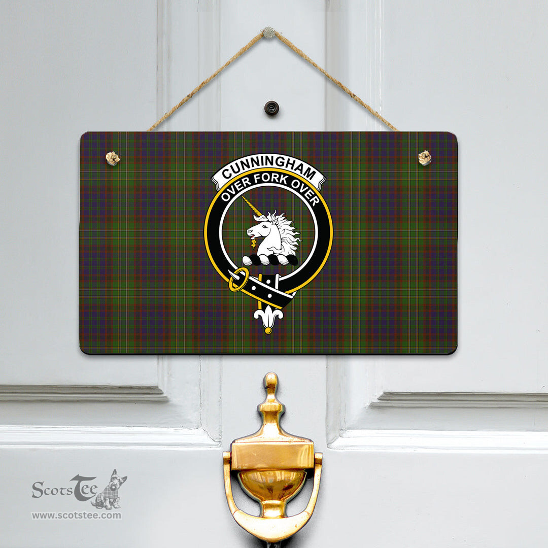 Scottish Cunningham Hunting Modern Clan Tartan Door Sign - Crest Classic Scottish Plaid Tartan Plaid