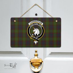 Scottish Cunningham Hunting Modern Clan Tartan Door Sign - Crest Classic Scottish Plaid Tartan Plaid