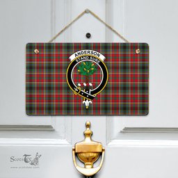 Scottish Anderson of Arbrake Clan Tartan Door Sign - Crest Classic Scottish Plaid Tartan Plaid