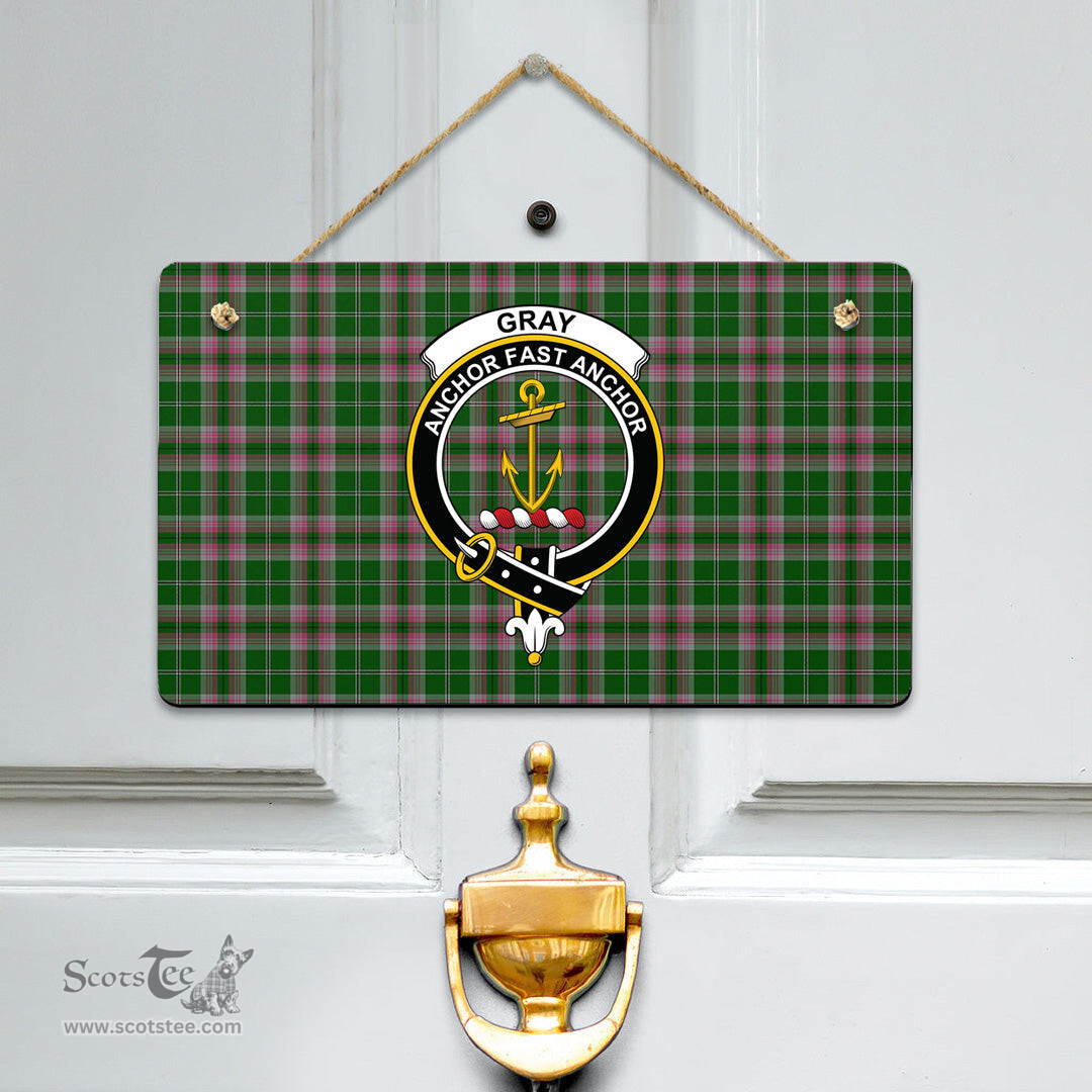 Scottish Gray Hunting Clan Tartan Door Sign - Crest Classic Scottish Plaid Tartan Plaid