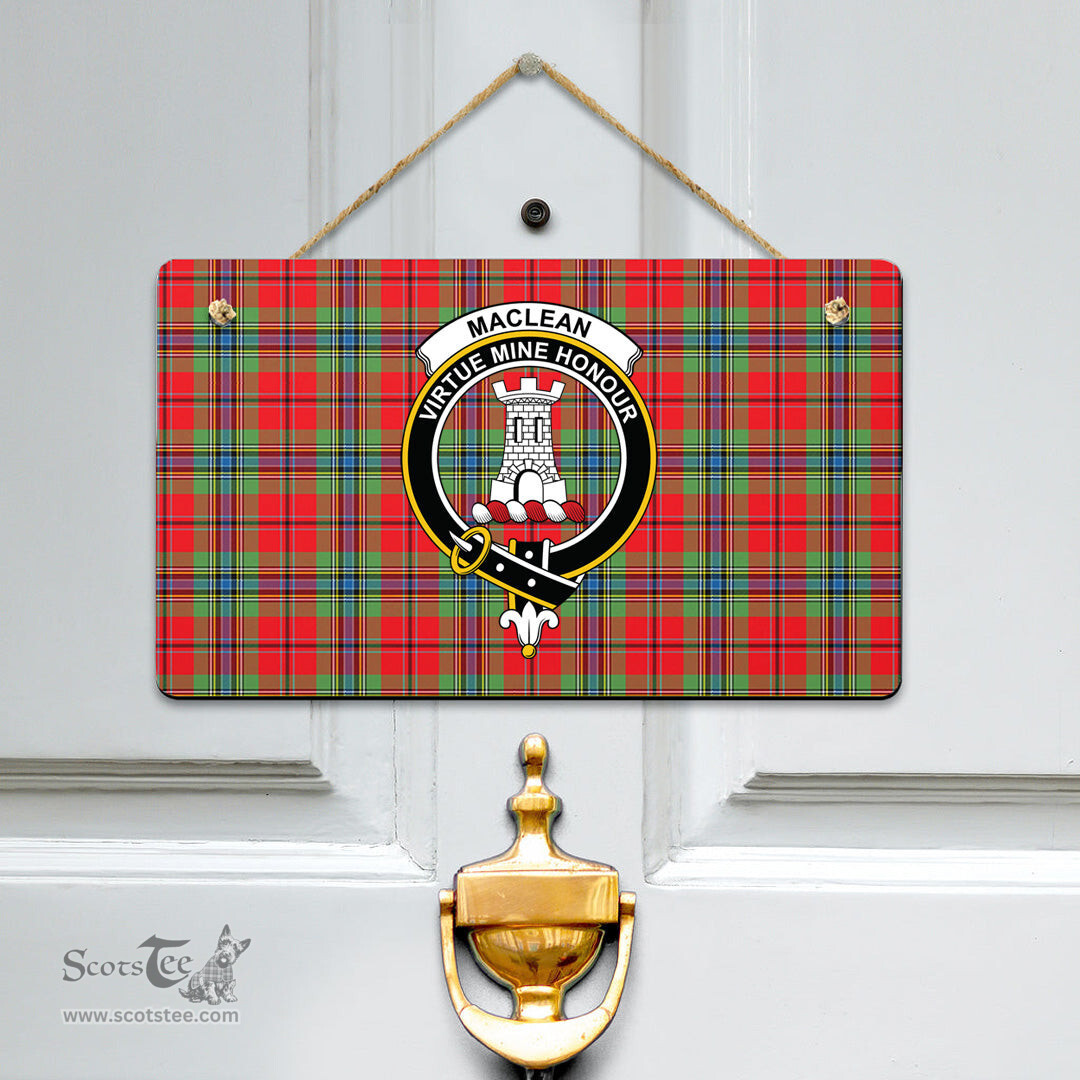 Scottish MacLean of Duart Modern Clan Tartan Door Sign - Crest Classic Scottish Plaid Tartan Plaid