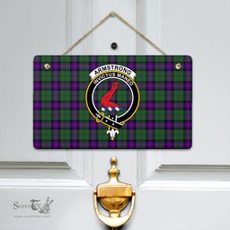 Scottish Armstrong Modern Clan Tartan Door Sign - Crest Classic Scottish Plaid Tartan Plaid