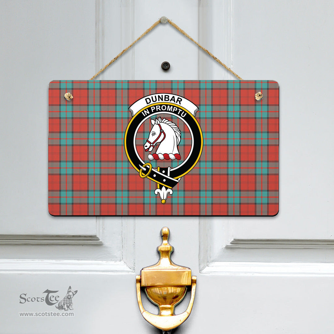 Scottish Dunbar Ancient Clan Tartan Door Sign - Crest Classic Scottish Plaid Tartan Plaid