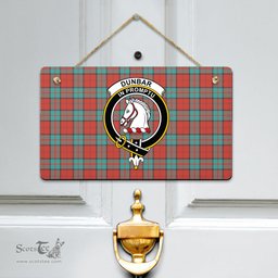Scottish Dunbar Ancient Clan Tartan Door Sign - Crest Classic Scottish Plaid Tartan Plaid
