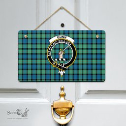 Scottish Gunn Ancient Clan Tartan Door Sign - Crest Classic Scottish Plaid Tartan Plaid