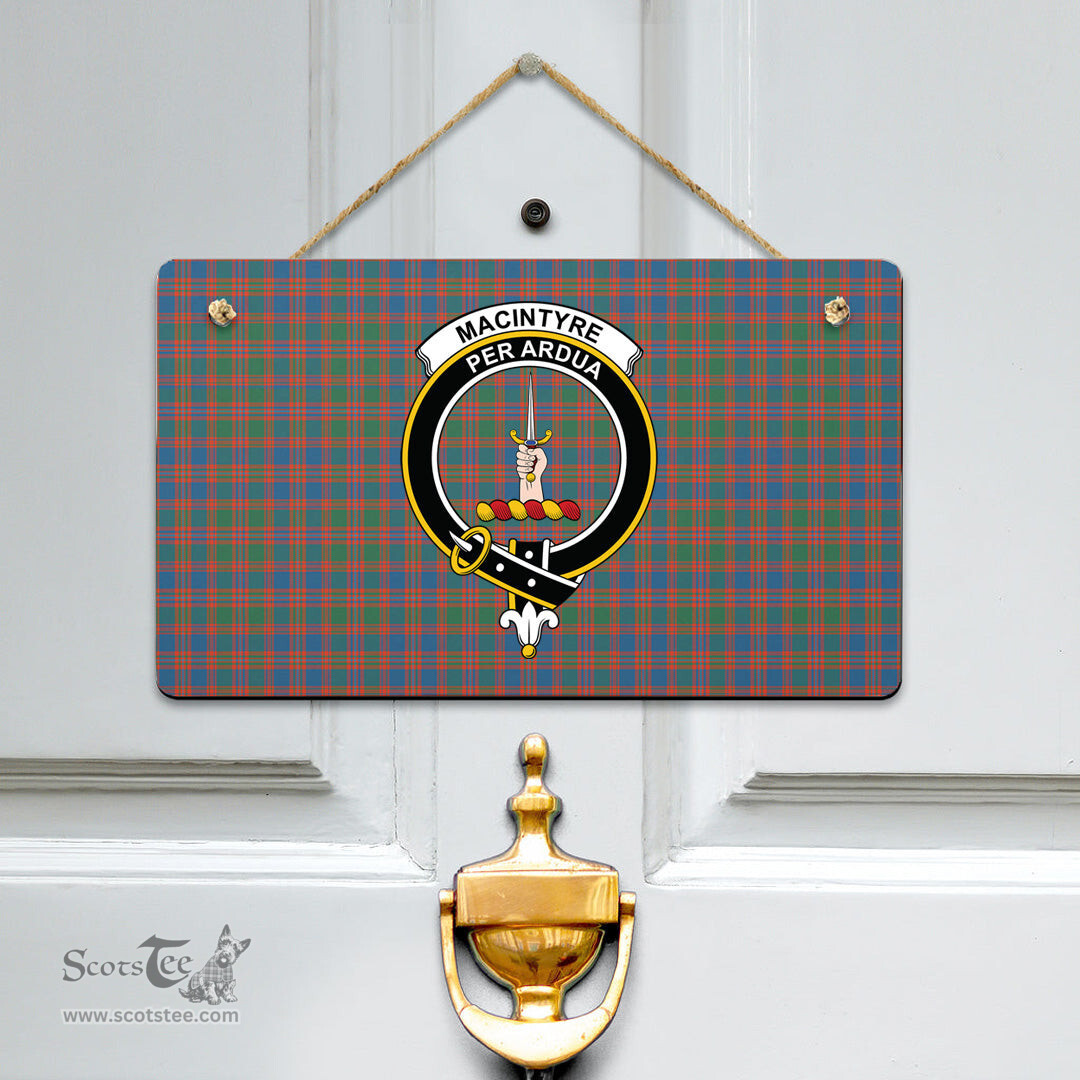 Scottish MacIntyre Ancient Clan Tartan Door Sign - Crest Classic Scottish Plaid Tartan Plaid