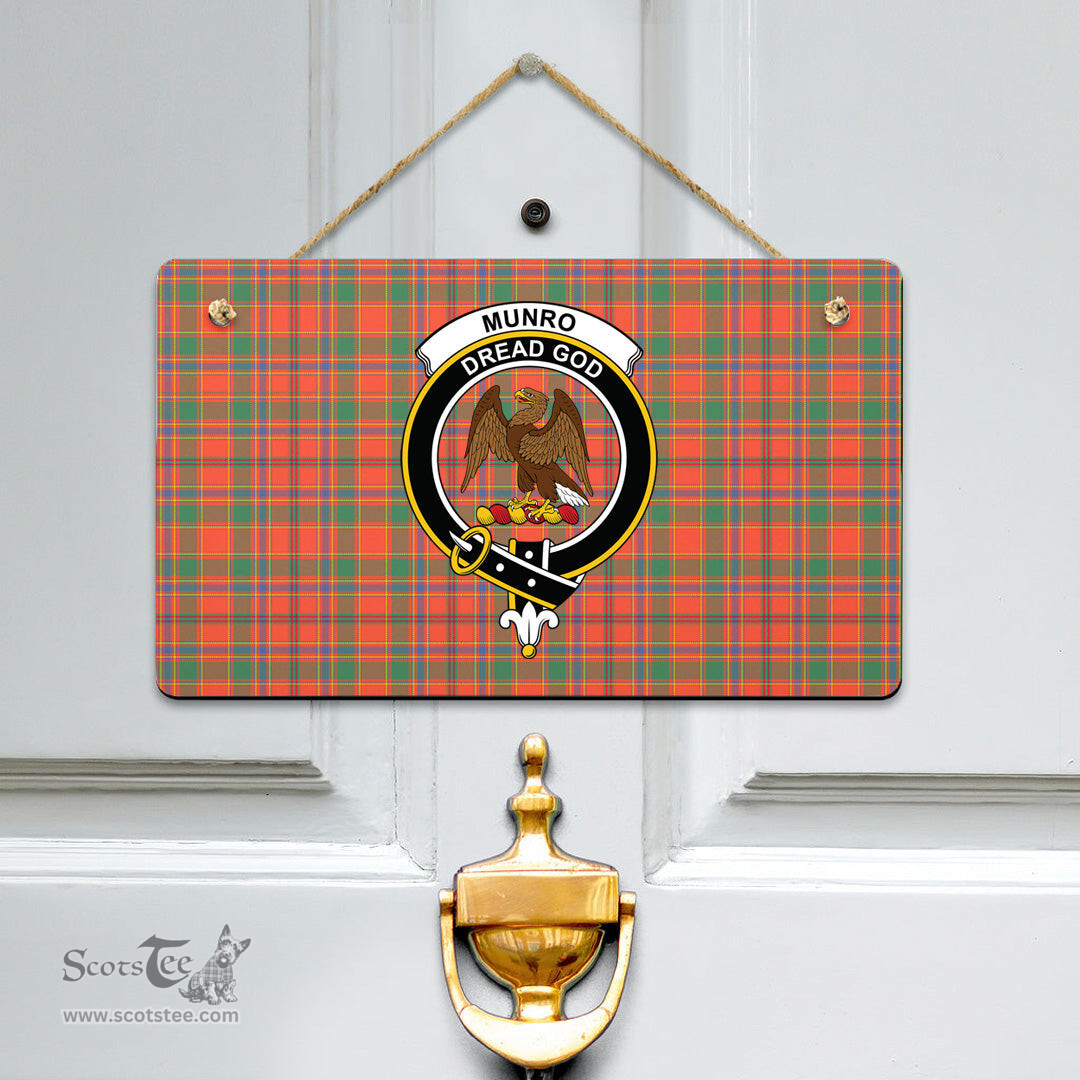 Scottish Munro Ancient Clan Tartan Door Sign - Crest Classic Scottish Plaid Tartan Plaid