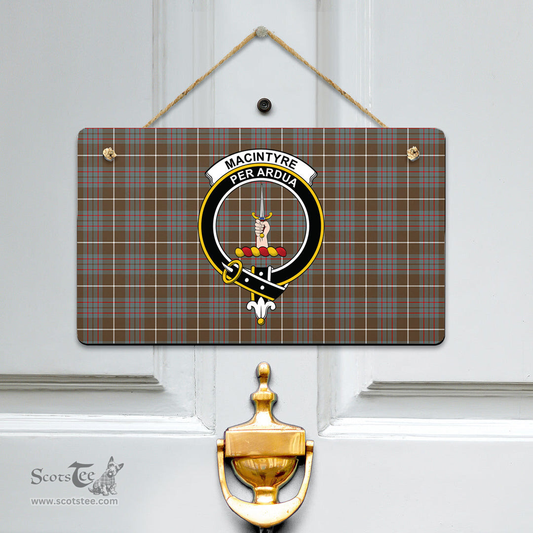 Scottish MacIntyre Hunting Weathered Clan Tartan Door Sign - Crest Classic Scottish Plaid Tartan Plaid