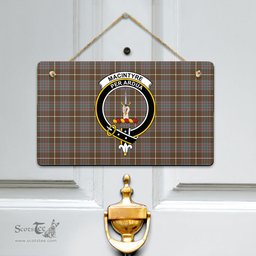 Scottish MacIntyre Hunting Weathered Clan Tartan Door Sign - Crest Classic Scottish Plaid Tartan Plaid