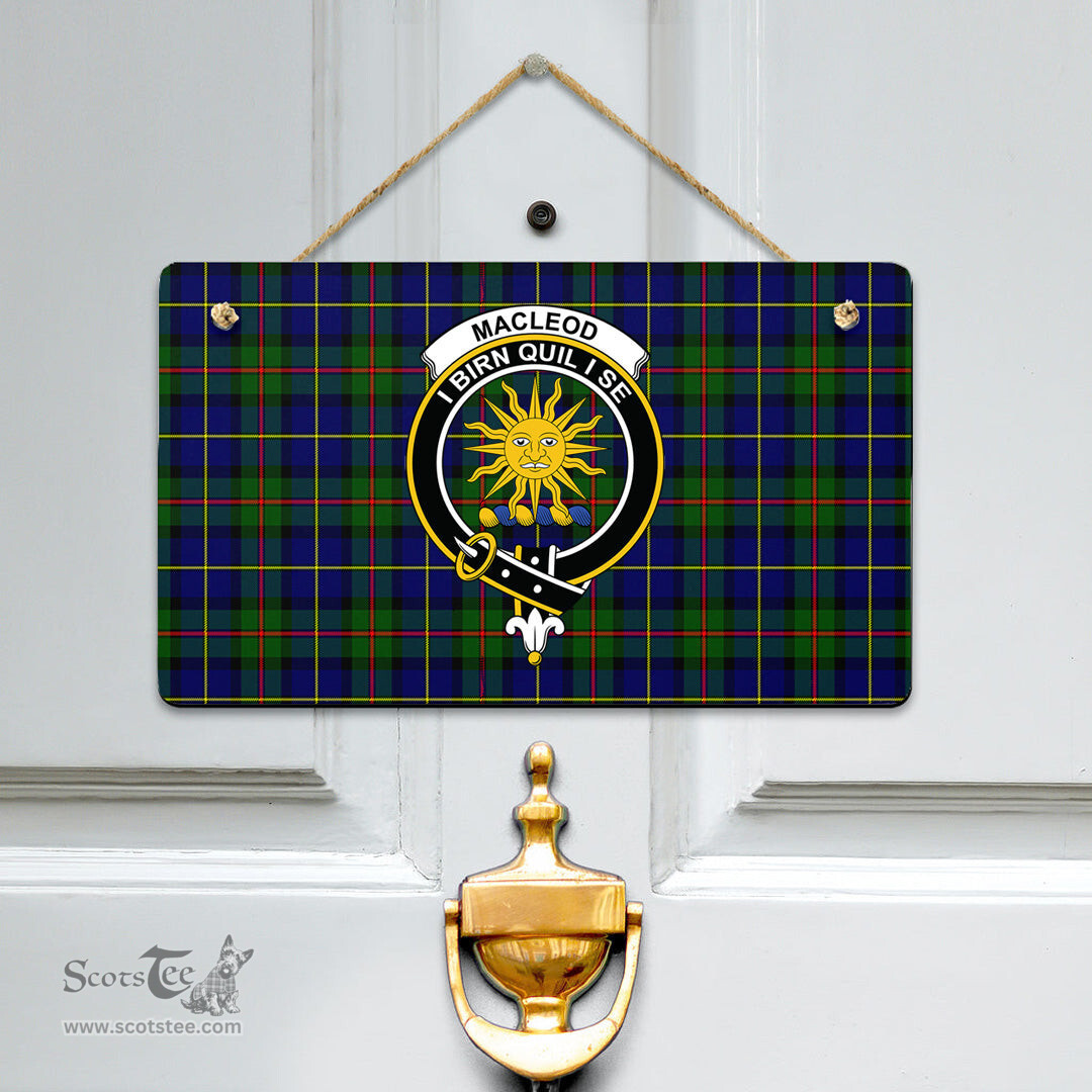 Scottish MacLeod of Harris Modern Clan Tartan Door Sign - Crest Classic Scottish Plaid Tartan Plaid