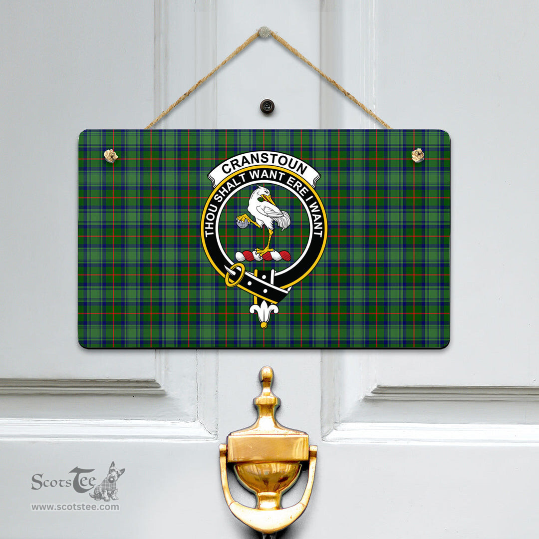 Scottish Cranstoun Clan Tartan Door Sign - Crest Classic Scottish Plaid Tartan Plaid