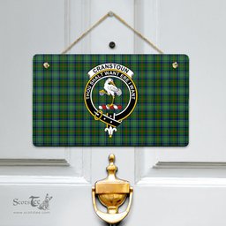 Scottish Cranstoun Clan Tartan Door Sign - Crest Classic Scottish Plaid Tartan Plaid