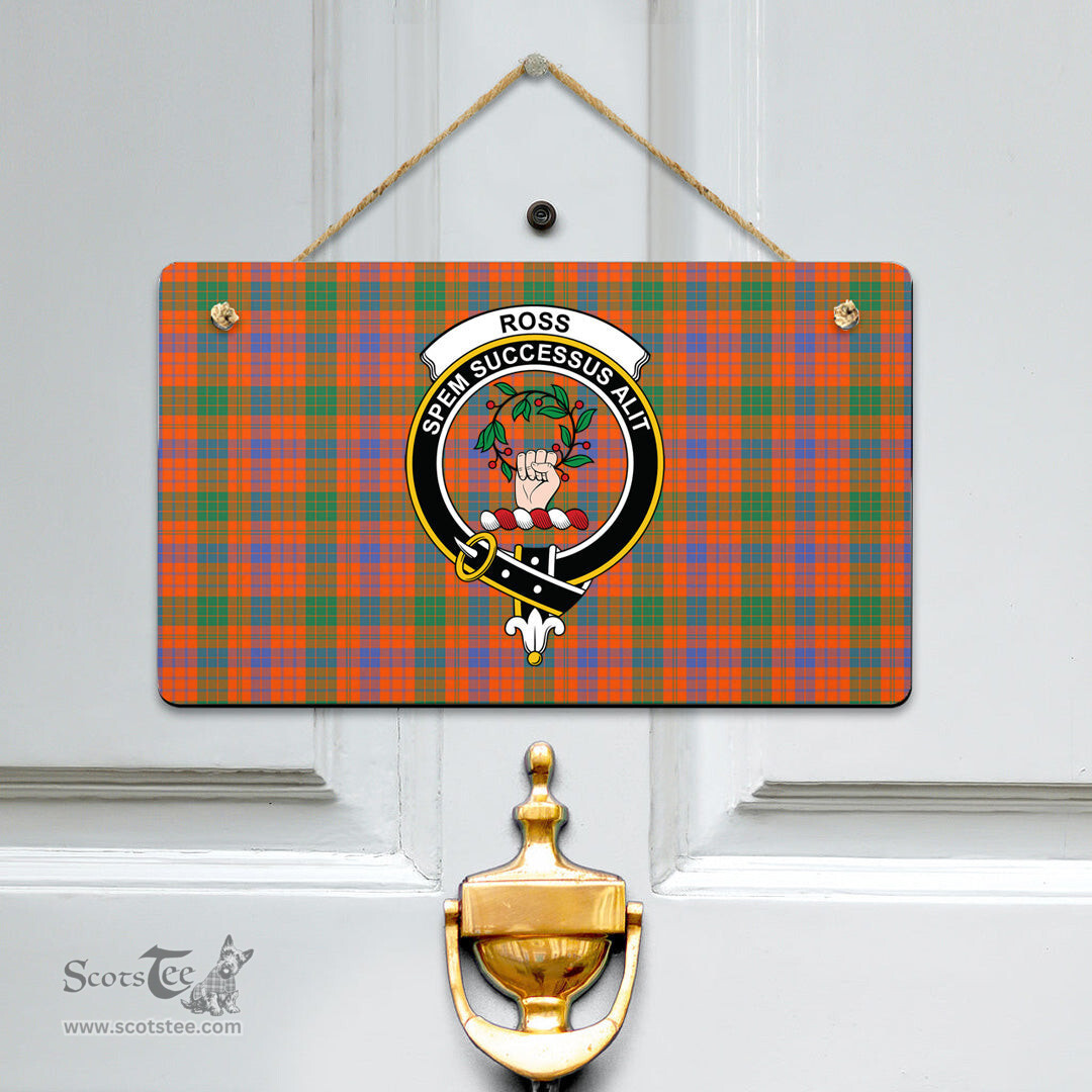 Scottish Ross Ancient Clan Tartan Door Sign - Crest Classic Scottish Plaid Tartan Plaid