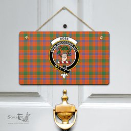 Scottish Ross Ancient Clan Tartan Door Sign - Crest Classic Scottish Plaid Tartan Plaid
