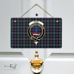 Scottish Rose Hunting Modern Clan Tartan Door Sign - Crest Classic Scottish Plaid Tartan Plaid