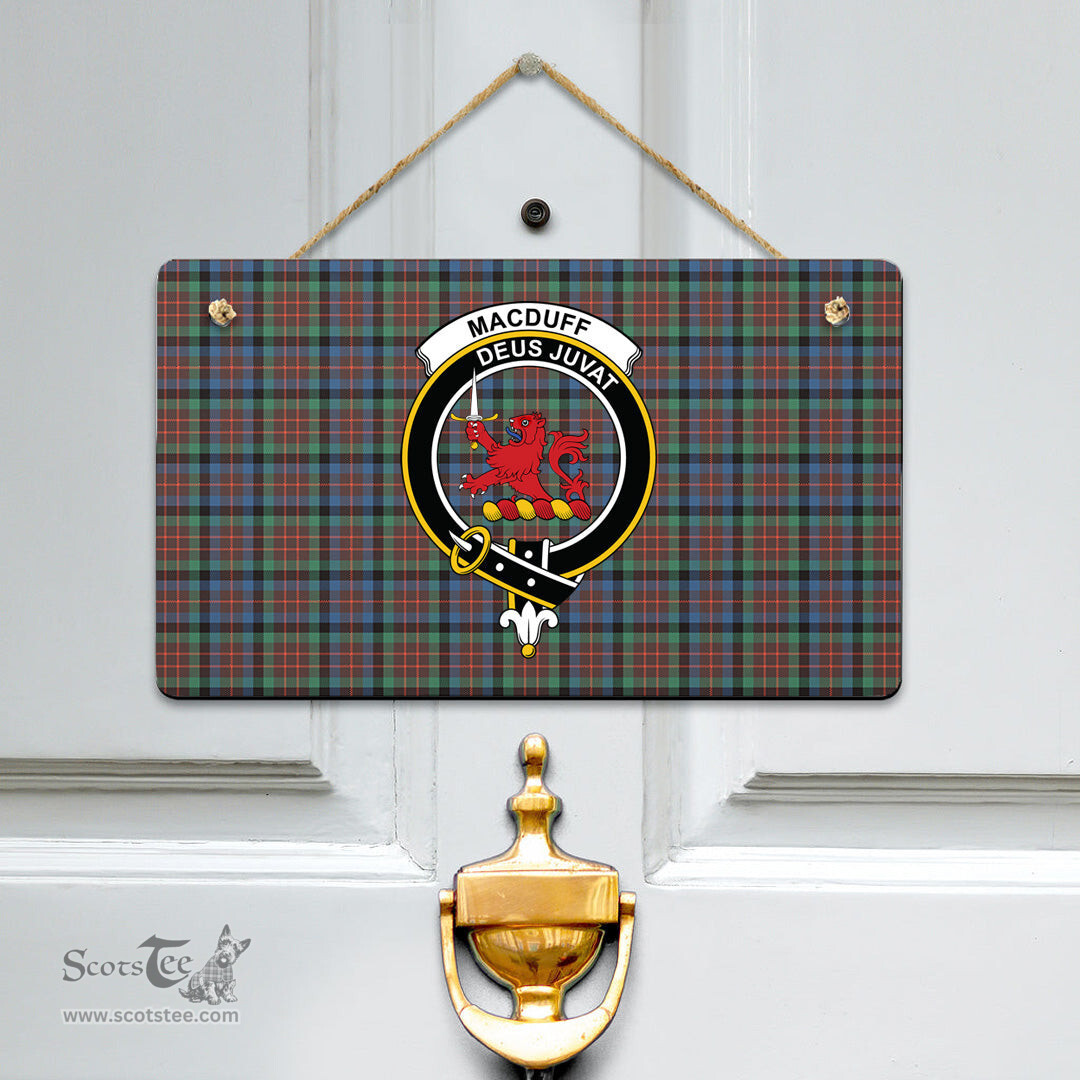 Scottish MacDuff Hunting Ancient Clan Tartan Door Sign - Crest Classic Scottish Plaid Tartan Plaid
