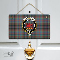 Scottish MacDuff Hunting Ancient Clan Tartan Door Sign - Crest Classic Scottish Plaid Tartan Plaid