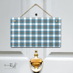 Scottish Stewart Muted Blue Clan Tartan Door Sign - Classic Scottish Plaid Tartan Plaid