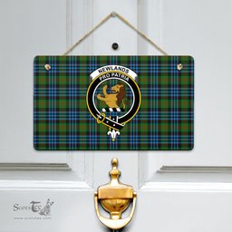 Scottish Newlands of Lauriston Clan Tartan Door Sign - Crest Classic Scottish Plaid Tartan Plaid