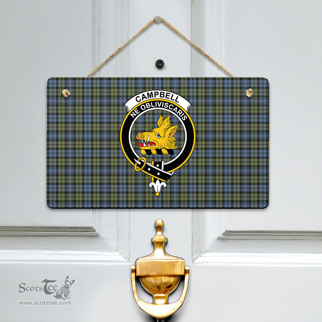 Scottish Campbell Faded Clan Tartan Door Sign - Crest Classic Scottish Plaid Tartan Plaid