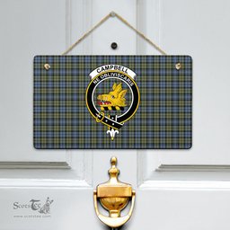 Scottish Campbell Faded Clan Tartan Door Sign - Crest Classic Scottish Plaid Tartan Plaid